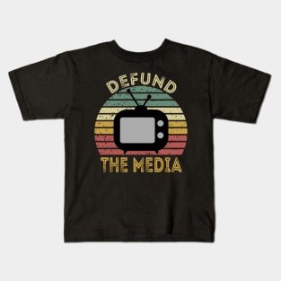 Defund The Media Retro Vintage Kids T-Shirt